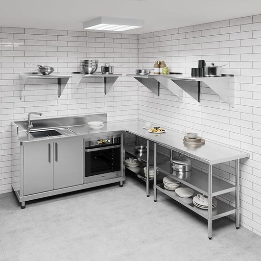 AmGood 24" Long X 24" Deep Stainless Steel Wall Shelf | NSF | Appliance & Equipment Metal Shelving | Kitchen, Restaurant, Garage, Laundry, Utility Room
