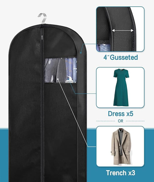 KIMBORA 54" Suit Bags for Closet Storage and Travel, Gusseted Hanging Garment Bags for Men Suit Cover with Handles for Clothes, Coats, Jackets, Shirts(3 Packs)