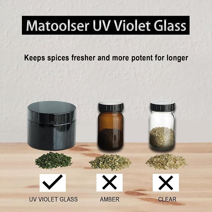 Black Glass Smell Proof Storage Jar 200ml Wide Mouth Airtight UV Protection Container for Spice Coffee