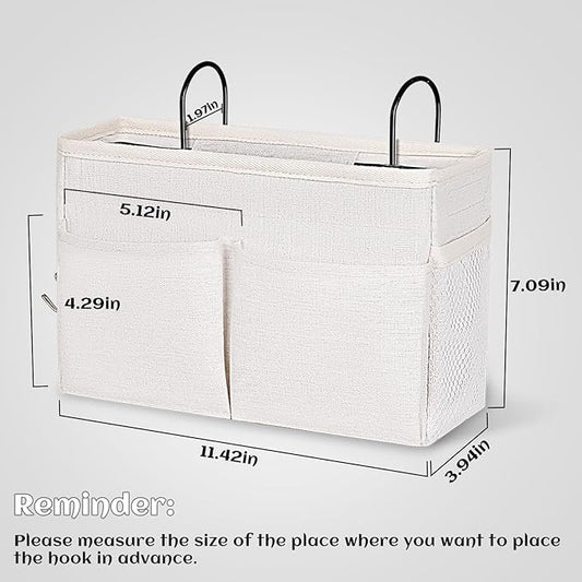 Retyion Bedside Hanging Storage Basket Headboards Bunk Beds Dorm Rooms Organizer Caddy for Storage (2Pack White)