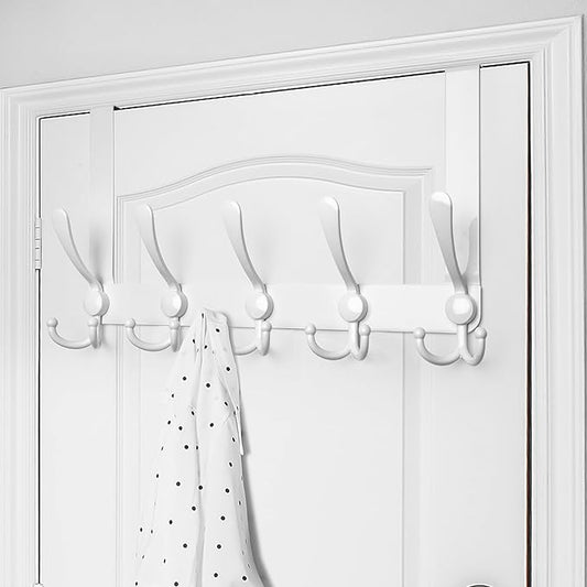 WEBI Over The Door Hooks,Door Hanger,Triple Door Hooks for Hanging Over The Door Towel Rack,Door Coat Hanger,Door Coat Rack for Clothes,Towels,Back of Bathroom,White