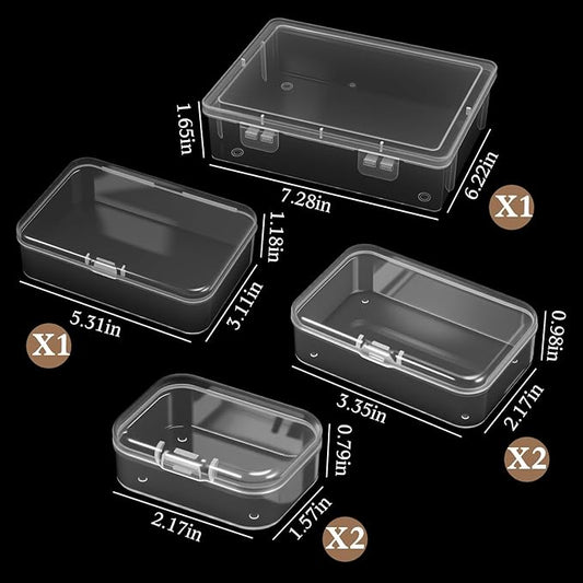 Jetec 6 Pieces Mini Plastic Clear Beads Storage Containers Box for Collecting Small Items, Beads, Jewelry, Business Cards, Game Pieces, Crafts (4 Size)