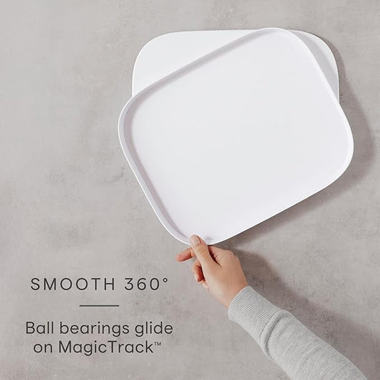 YouCopia MagicTrack Rectangle Lazy Susan Turntable: Kitchen & Bathroom Pantry, Cabinet & Countertop Storage Organizer with 360° Spin, Non-Slip, White Speckled BPA-Free