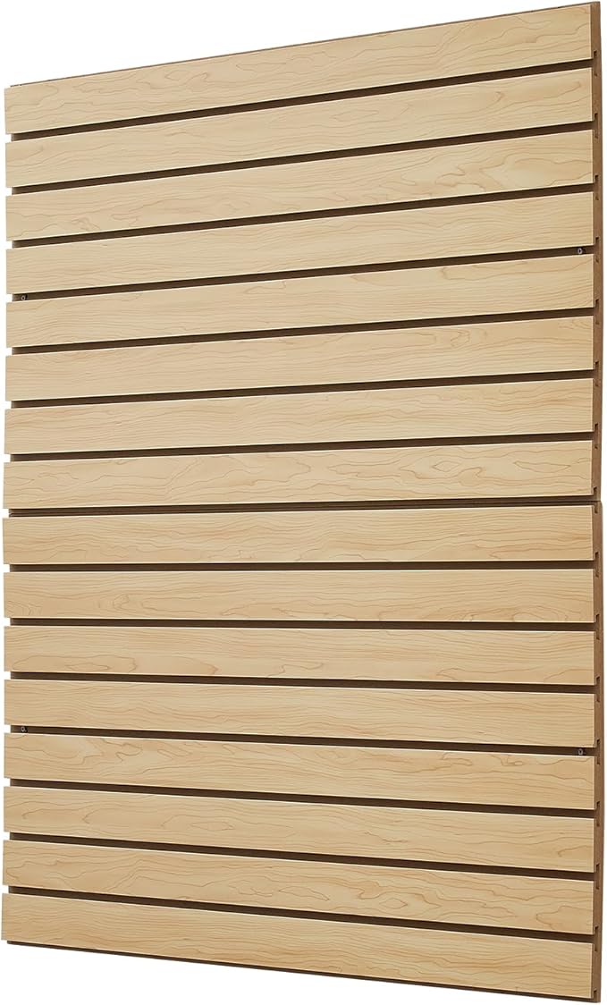 VEVOR Slat Wall Paneling, 4 x 4ft, MDF Garage Slatwall with Modular Design, Natural Slat Wall Easy-to-Install Adjustable Slatwall Panel with Coupling Structure & DIY Cutting, Fit for Storage & Display