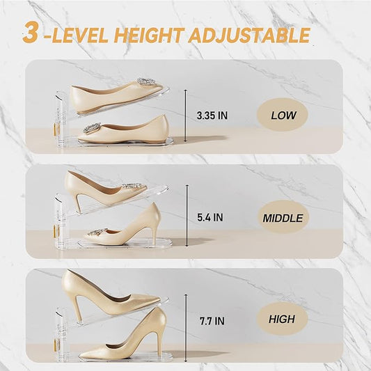 Shoe Slots Organizer for Closet, Shoe Stacker Organizer Double Layer Stack Shoes Rack, Shoe Display Shelf 50% Space Saver Storage Holder for Closet, 16 PACK
