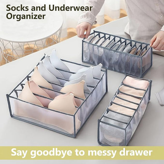 TIGARI Wardrobe Clothes Organizer, Draw and Closet Organizers, Storage for Socks, Underwear, Bra Ties, Baby Clothes (Gray)