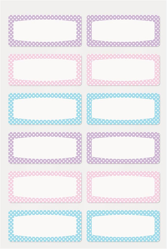 Avery No-Iron Fabric Name Labels, Soft Pastels Preprinted Designs, Handwrite-Only, 2-Pack, 48 Preprinted Labels (22282)
