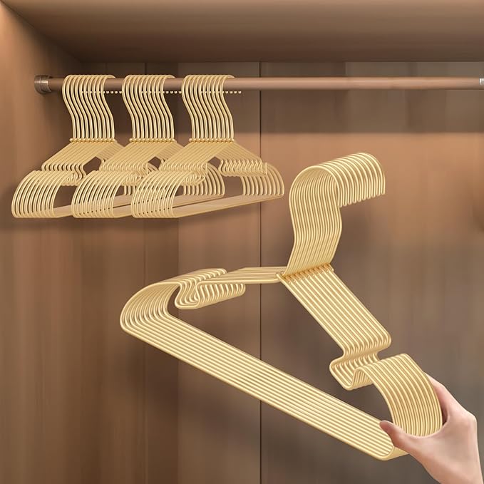 VWV Gold Aluminum Hanger, 30 Pack Baby Hanger,12.6 Inch Children Baby Hanger, Sturdy Metal Children Clothes Hanger for Wardrobe, Space-Saving Toddler Hanger