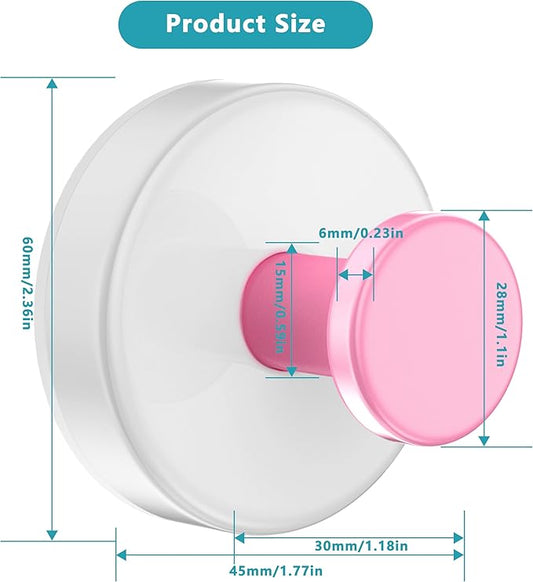 Suction Cup Hooks for Shower,Removable No Drill Towel Hooks,Upgraded 15 lbs Strong Suction hooks for Bathroom Tile,Shower Wall,Glass Door,Kitchen-Loofah,Coat,Stainless Waterproof-White Pink 4 Pcs