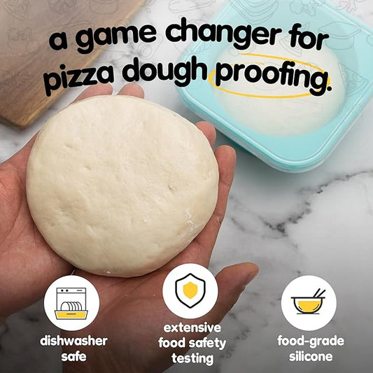 PLUS 1000ml Pizza Dough Proofing Containers for DIY family Artisan Pizza, Food Grade Silicone Stackable Boxes with Lids, Freezer, Fridge, Dishwasher Safe,4sets (Green)