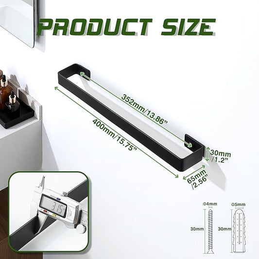 Alise Bath Hand Towel Holder Black Towel Bar for Bathroom Wall Mount,SUS304 Stainless Steel Towel Rack for Bathroom and Lavatory,Kitchen,16'' Towel Hanger Towel Rail