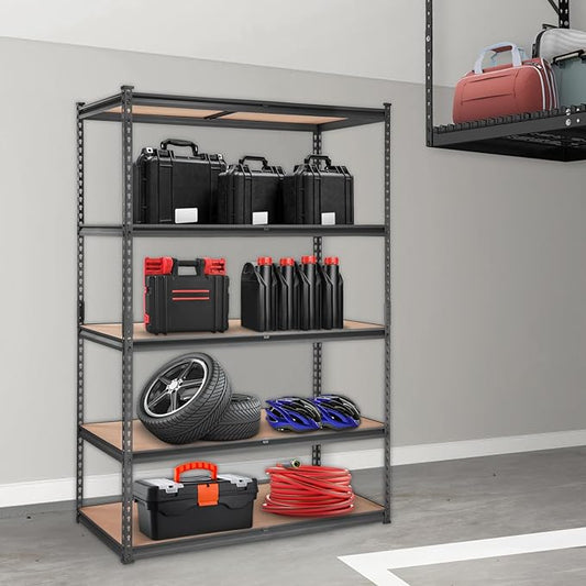 VEVOR Storage Shelving Unit, 5-Tier Adjustable Storage Shelves, 48" L x 24" W x 72" H Heavy Duty Garage Storage Shelves, Metal Shelves for Kitchen Pantry Basement Bathroom Laundry