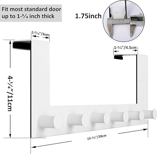 WEBI Over The Door Hooks,Door Hanger,Over The Door Towel Rack,6 Peg Hooks for Hanging,Door Coat Hanger Over The Door Coat Rack for Towels,Clothes,Behind Back of Bathroom,White