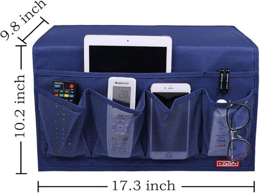 Zafit 6 Pockets Bedside Storage Organizer, Table cabinet Storage Organizer Bedside Organizer Caddy for Remotes Phone Glasses (6 Pockets-Blue)