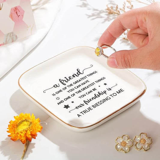 PUDDING CABIN Friendship Gifts for Women Friend Jewelry Dish Our friendship is a true blessing to me Friend Birthday Gifts for Women Christmas Gifts for Friends Female