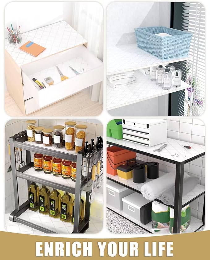 Shelf Liners for Kitchen Cabinets Non-Adhesive 12in x 20FT, Non-Slip Thickened Shelf Paper Waterproof Washable for Drawer Dresser Pantry Shelve Bathroom Protector Liner