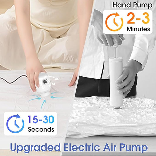 Morecoo Electric Pump for Vacuum Storage Bags Travel Vacuum Pump for Various Vacuum Seal Bags Portable Vacpack Air Pump for Compression Clothing Blanket Luggage White(Storage Bag Not Included)