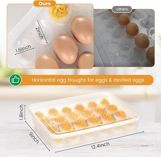 HANSGO Deviled Egg Containers with Lid, Deviled Egg Tray Holder Carrier with Lid for 24 Eggs for Home Party Kitchen Supplies Refrigerator Storage