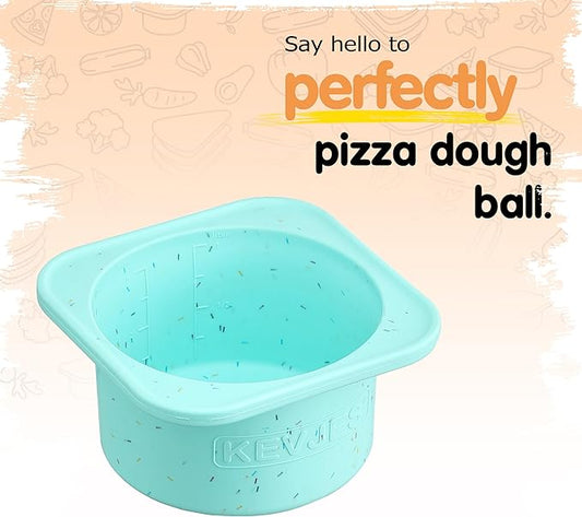 KEVJES PLUS 1000ml Pizza Dough Proofing Containers for DIY family Artisan Pizza, Food Grade Silicone Stackable Boxes with Lids, Freezer, Fridge, Dishwasher Safe-Sprinkles Pattern-3 Pack (Bondi Mint)