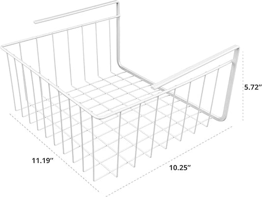 Southern Homewares White Wire Under Shelf Storage Basket Set - Piece Under Cabinet Hanging Storage for Kitchen, Pantry, Organization, Pack of 2
