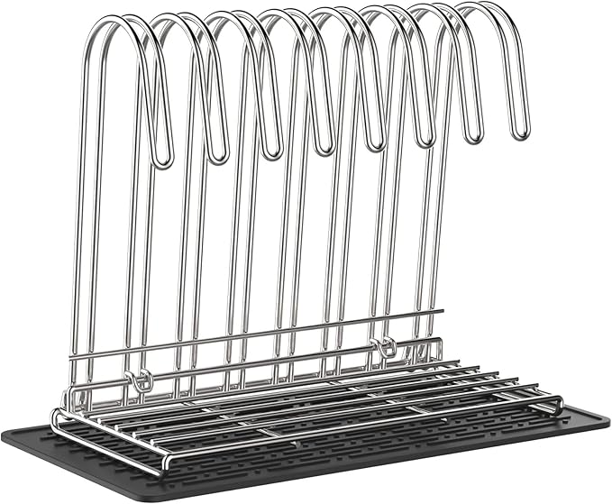 IDEATECH Reusable Bag Rack with Cup Drying Mat,Plastic Bag Dryer Rack Dish Drying,Collapsible Kitchen Counter Storage Organizer Sponge Holder,Dryer Rack for Silicone Storage Bag,Kitchen Must Have