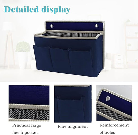 2-Pack Wall Hanging Organizer Bag/Hanging Baskets with Large Mesh Compartment & 3 Pockets,Over the Door Hanging Organizer Space Saving Storage for Bedroom,RV Camper, Closet (Navy Blue -2 Pack)