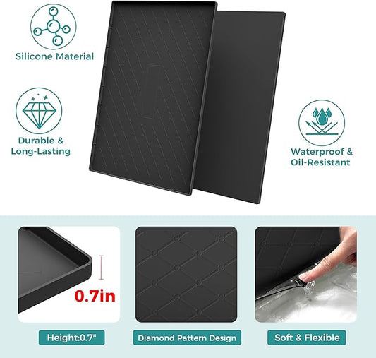 URMONA Under Sink Mat for Kitchen Waterproof, 25" x 22" Silicone Under Sink Mat for Shelf Liner Organizer, Cabinet Sink Protector Under Sink Liner for Bottom Kitchen, Bathroom(Light Grey)