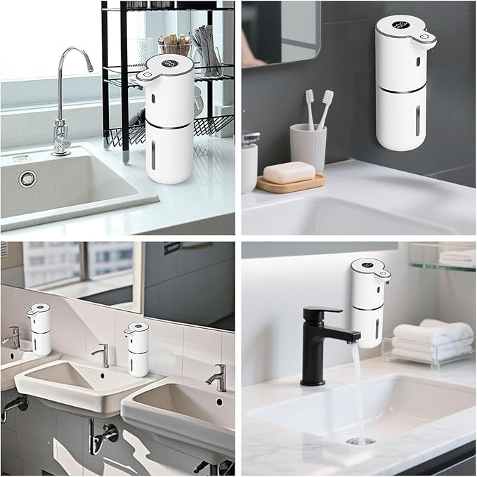 OHIFAST Automatic Liquid Soap Dispenser Touchless, USB Rechargeable Smart Hand Soap Dispenser, 6-Level Adjustable, 12.8oz/380mL Wall Mounted for Bathroom Kitchen Dish Soap-White
