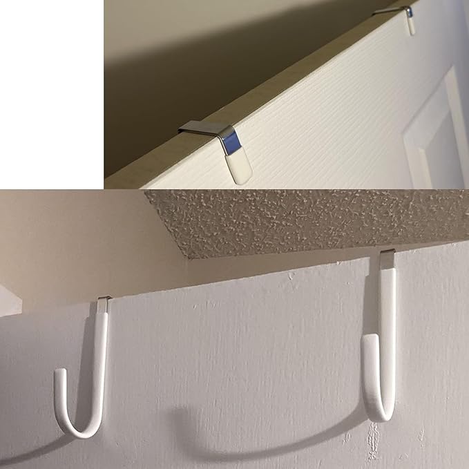 DaylyFav, Over The Door Hooks, Door Hanger, Groove S-Hooks for Hanging, Rubber Coated Over The Door Hanger for Bedroom, Bathroom Over Grass Door Hooks, White, 4-Pack