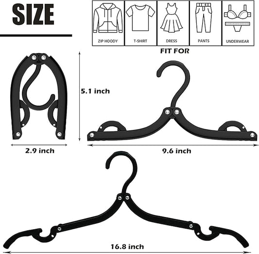 Foldable Travel Hangers Portable Plastic Folding Clothes Hangers Travel Accessories Drying Rack Folding Hangers for Traveling Camping RV Cruises Dormitory School Hotel (30, Black)