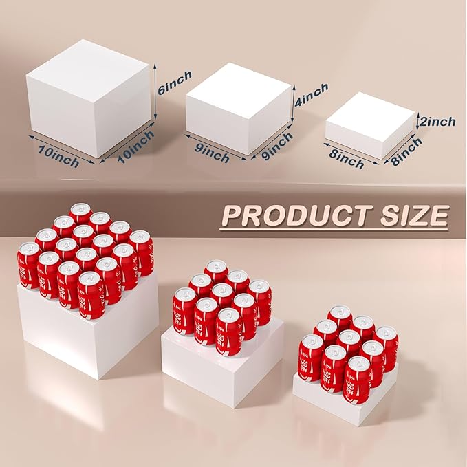 6PCS Buffet Risers, Food Risers for Buffet Table, Acrylic Boxes for Food, Display Stand for Party Catering Dessert Collectibles, Acrylic Cube Boxes with Hollow Bottoms, Food Stand Set, White (8"x9"x10")