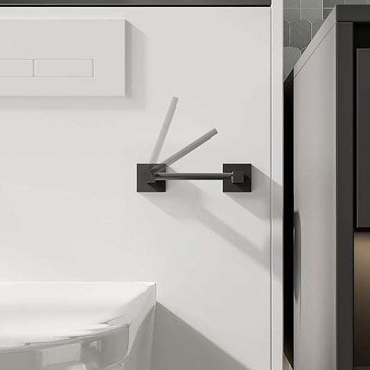 Ruacq Toilet Paper Holder Matte Black Double Post Pivoting Square Tissue Holders Roll Holder Hangers Toilet Paper Modern Wall Mounted, Commercial Bathroom Toilet Paper Roll Holder