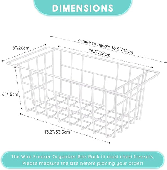 2Packs 16.5 inch Chest Freezer Organizer, Refrigerator Organizer Bins, Freezer Baskets with Handles, Metal Wire Baskets for Snacks, fruits, Potatoes, Meat