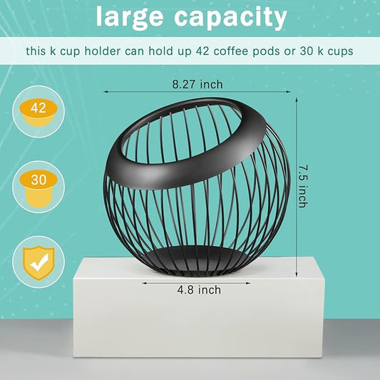 Patelai 2 Pieces Coffee Pods Holder Large Capacity Coffee Pod Baskets Stainless Steel Cup Organizer Sturdy for Espresso Capsule Pot Storage Metal Wire Fruit Bowl Snack Storage(Black)