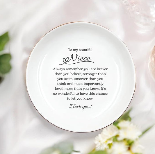 Niece Gift from Aunt Auntie, Goddaughter Gift Ring Dish, Niece Keepsake, Niece Birthday Gift, Niece Jewelry Gift, Gift from Godmother, Gift from Godparents, Goddaughter Gift, Niece Jewelry Tray