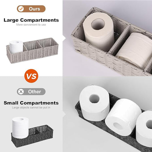 Elegant Toilet Decor Basket: Gray Moisture-resistant Divided - Scandinavian Organizer Resin Wicker 2-Pack