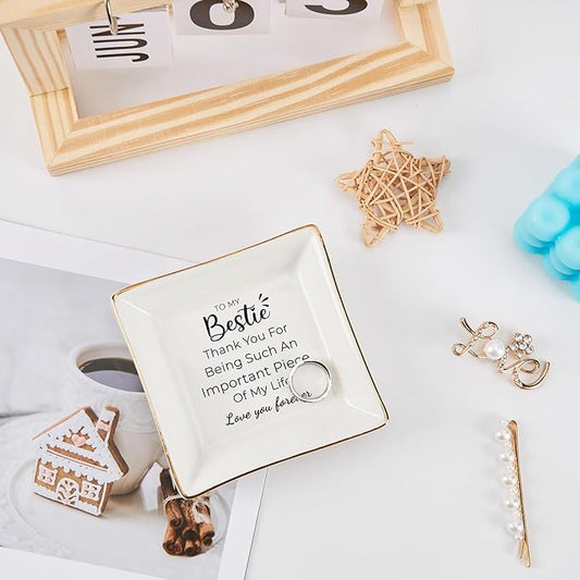 COZITED Birthday Gifts for Women Best Friend - to My Bestie Jewelry Dish Trinket Tray, Unique Friendship Gifts for Women Female Friend Christmas Valentines Mother's Day