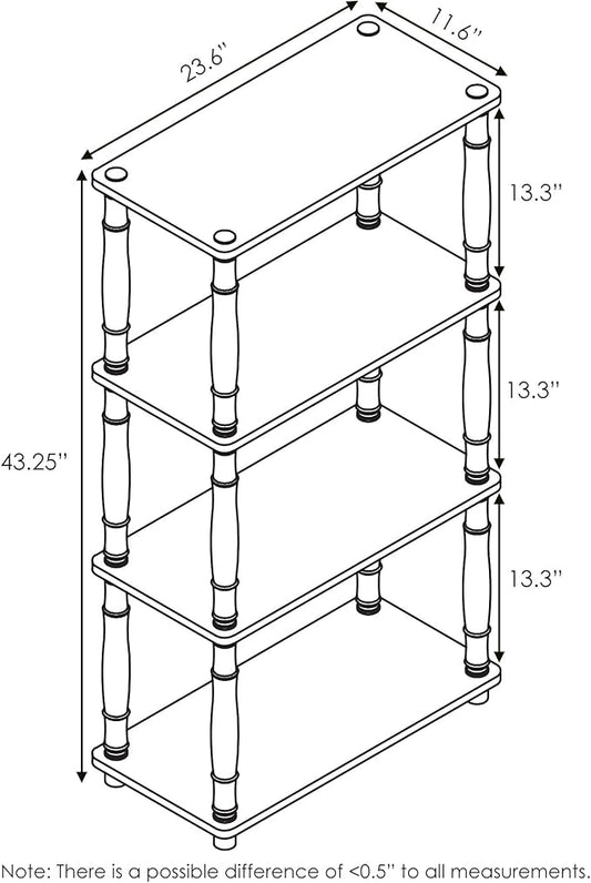 Furinno Turn-N-Tube 4-Tier Multipurpose Shelf Display Rack, Classic Tubes, Walnut/Brown