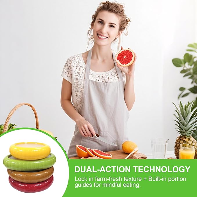 AWLGAK Silicone Food Storage Containers Avocado Saver for Fridge Onion Storage 4-Piece Set Reusable Anti-Oxidation Box Perfect for Vegetables Fruits Lemons Garlic Tomatoes Potatoes
