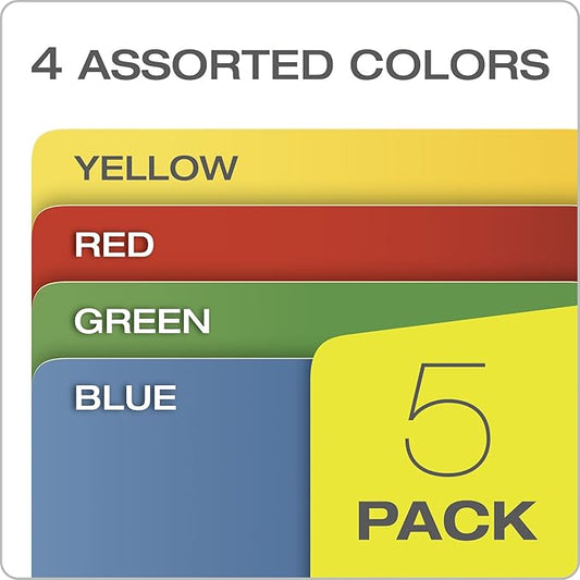 Pendaflex Globe-Weis/Pendaflex Colored File Pockets, Letter Size, 3.5 Inch Expansion, Assorted Colors, 5 Pockets per Pack (1524E5 ASST)