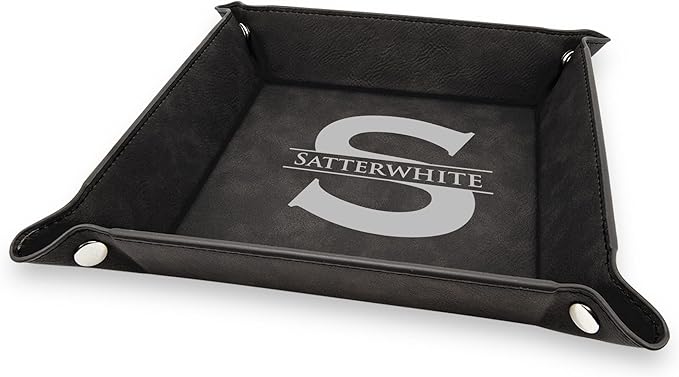 Engraved Genuine PU Leather Valet Tray, Krazy Case Tray For Men, Valet and key holder For Women Jewelry Organizer, Catchall holder For Men