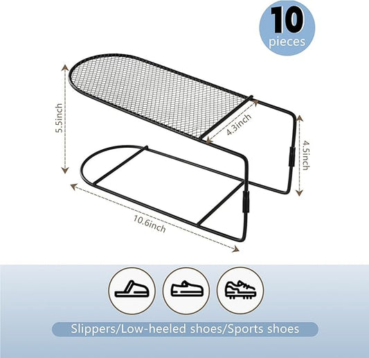 CiBiZi Shoe Slots Organizer 12Pack Metal Shoe Stackers for a Pair of Shoes Double Layer Shoe Holder Shoe Storage Closet Organizers Shoe Space Saver Organizador de Zapatos Black