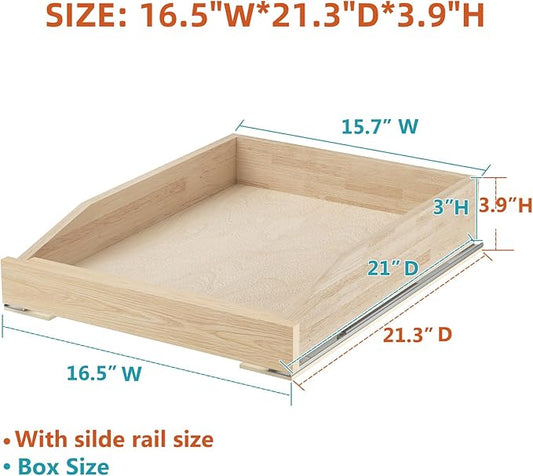 ROOMTEC Pull Out Cabinet Organizer with Soft Close, 16-1/2" W x 21" D, Pull Out Cabinet Drawer for Kitchen cabinets, Pull Out Cabinet Shelf, Finished, Bottom Assembly, 2PCS