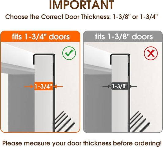 KitchLife Over The Door Hooks Hanger with 7 inches Extended Arms, Fit for 1-3/4" Doors, J18U, Thickened Bathroom Towel Rack Organization, 1 Pack Double-Hook, Matte Black