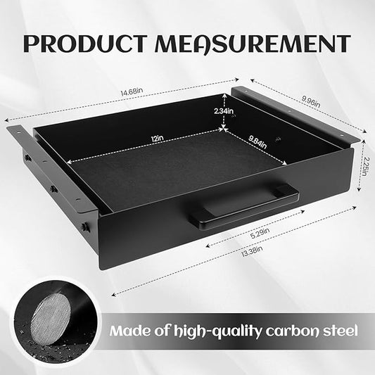 Under Desk Drawer Slide Out,Under Desk Shelf,Drawers for Under Desk,Home Office Storage Organizer, Black(12inch)
