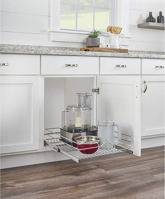 Rev-A-Shelf Kitchen Cabinet Pullout Shelf and Drawer Organizer Slide Out Pantry Storage Basket in Multiple Sizes, 15 x 20 In, 5WB1-1520CR-1