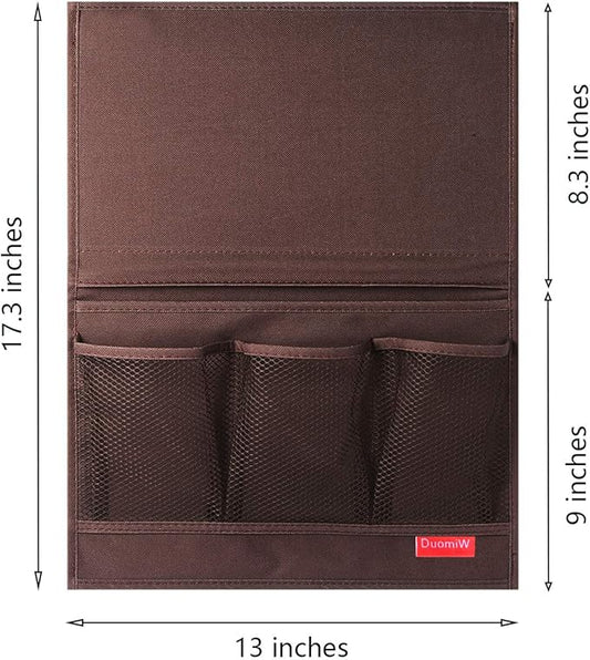 DuomiW Bedside Storage Organizer, Bedside Caddy, Table Cabinet Storage Organizer, TV Remote Control, Phones, Magazines, Tablets, Accessories (Brown)