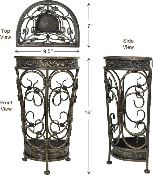 Dualplex Super Quality Umbrella Stand, Umbrella Holder Antique Look Metal Entry Hallway Décor, Wallside Style w/Removable Drip Tray Home Office Decoration Rack Holds Umbrellas Canes Walking Stick