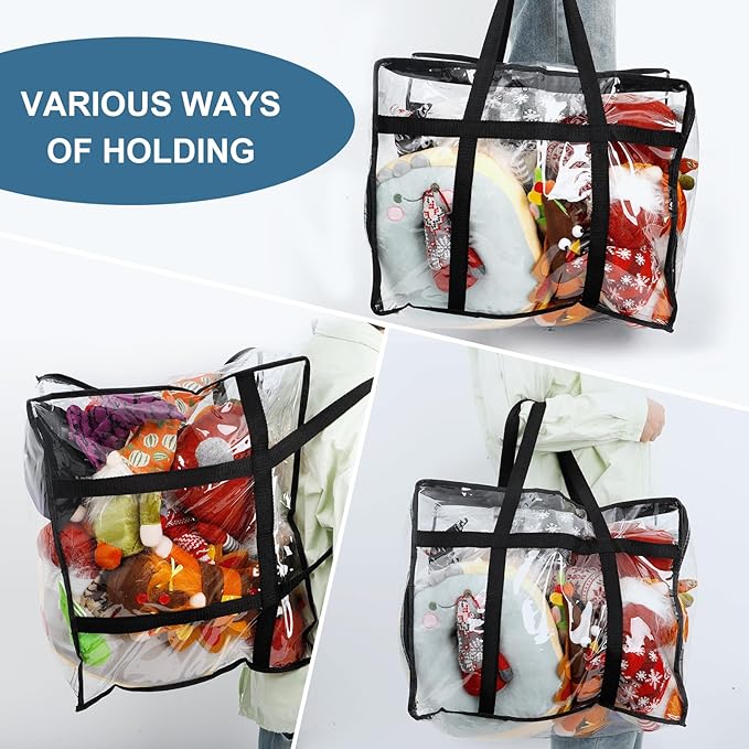 4Pack Clear Blanket Storage Bags, Vinyl Comforter Clothes Storage Closet Organizers and Storage Containers Moving Bags with Reinforced Handle for Bedding, Clothing, Comforters, Pillows, Toys,60L
