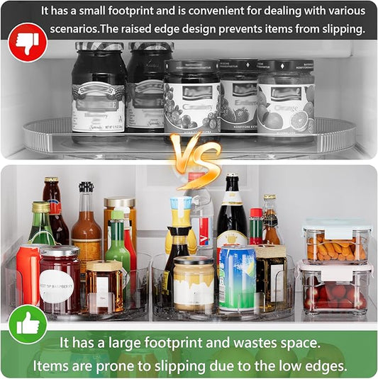 360° Rotating Lazy Susan for Refrigerator, 13.5''x8.5'' Clear Lazy Susan Turntable for Refrigerator Organizers and Storage, Kitchen, Table Top, Cabinet, Pantry, Countertop, 1 Pack